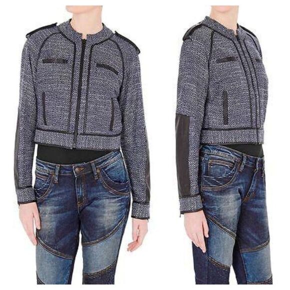 SASS & BIDE There & Back "Oh Yes" Gray Fitted Crop Motorcycle Jacket Siz… - Picture 1 of 8